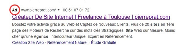 Annonce Google Ads