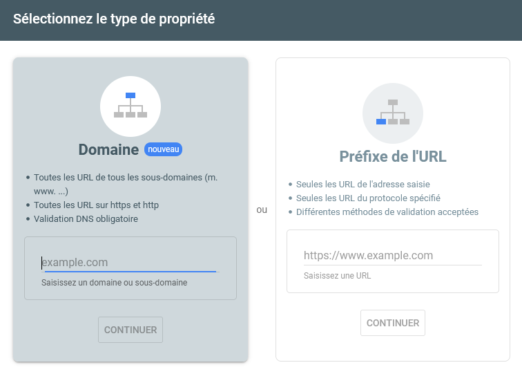 Validation propriété Google Search Console