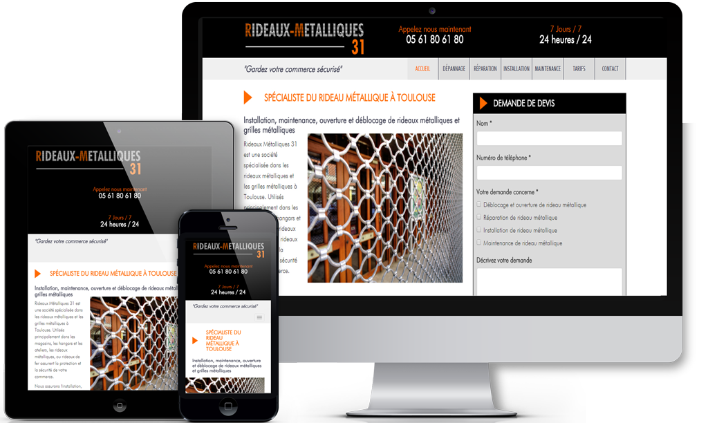 Rideaux Métalliques 31 site Internet responsive design