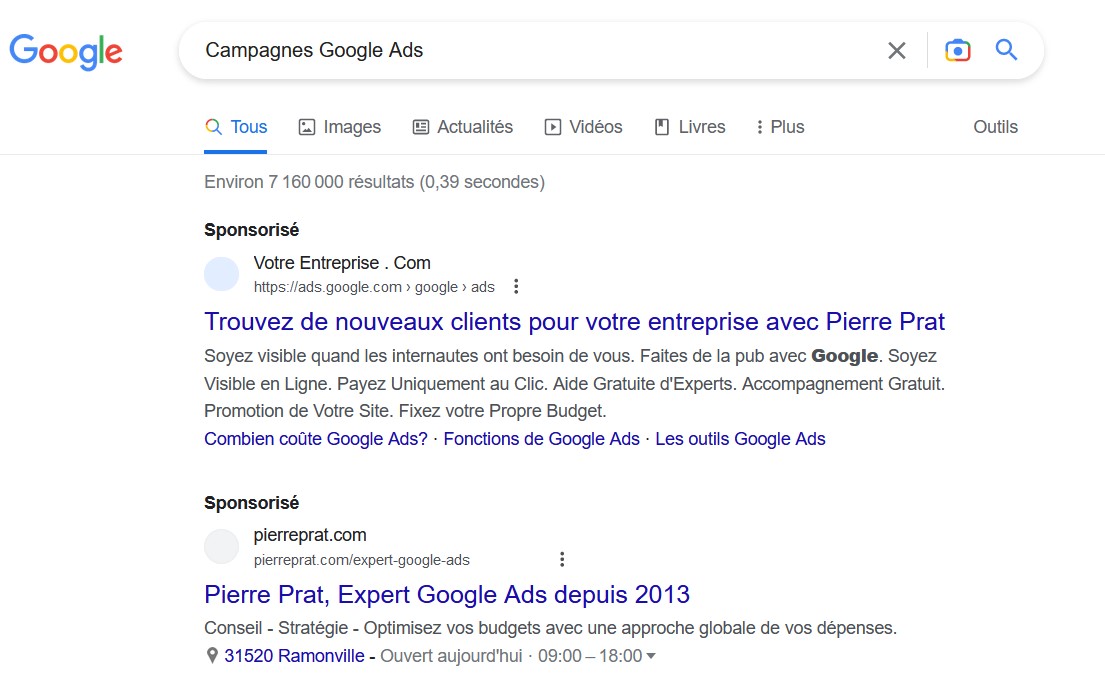 Campagnes Google Ads - Pierre Prat - Google Parners