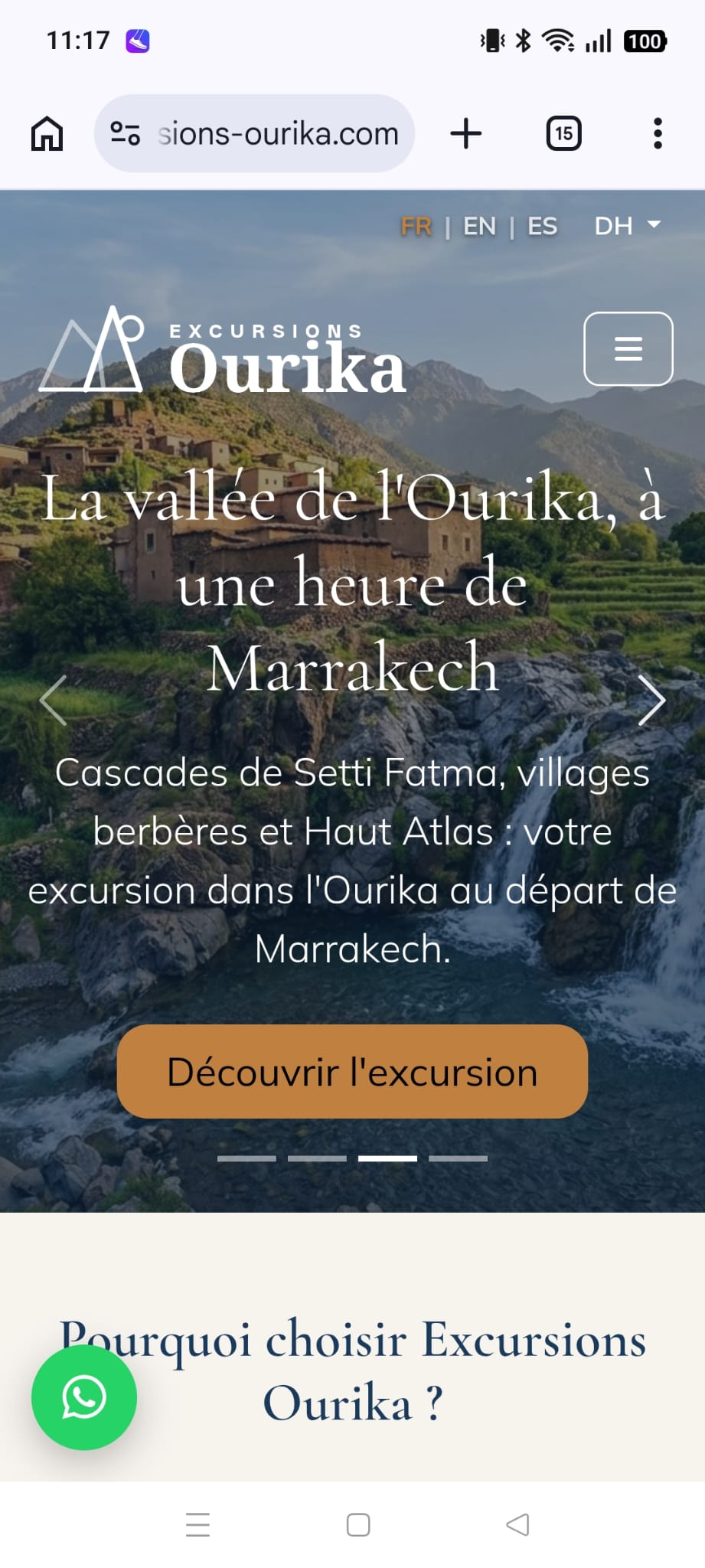 Excursions Ourika site Internet responsive design
